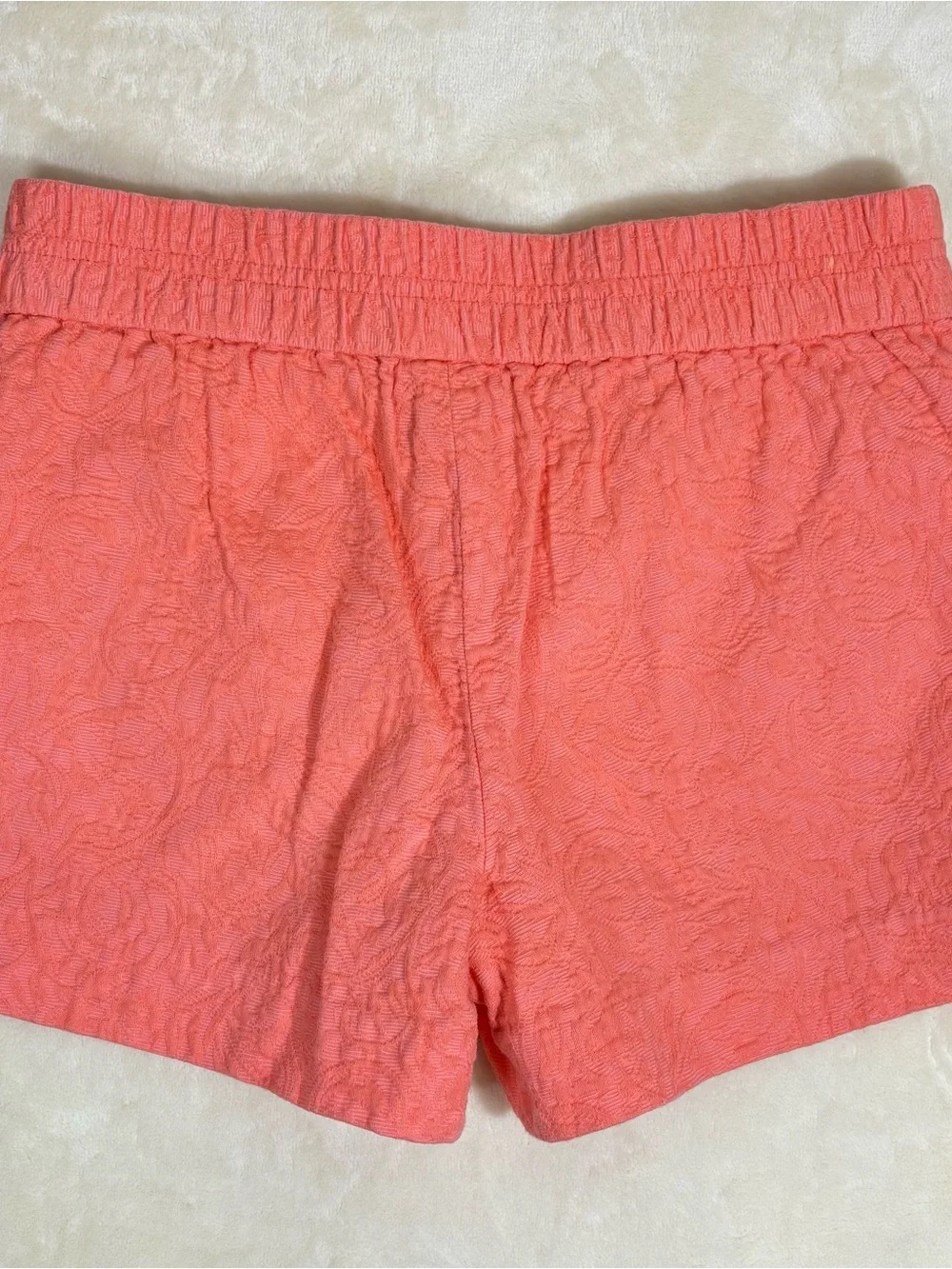 J. Crew Women’s Floral Jacquard Pull On Coral Textured Shorts Size 00